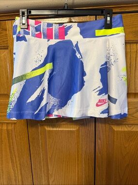 Nike Women’s Blue, White & Neon Pink Printed Tennis Skirt